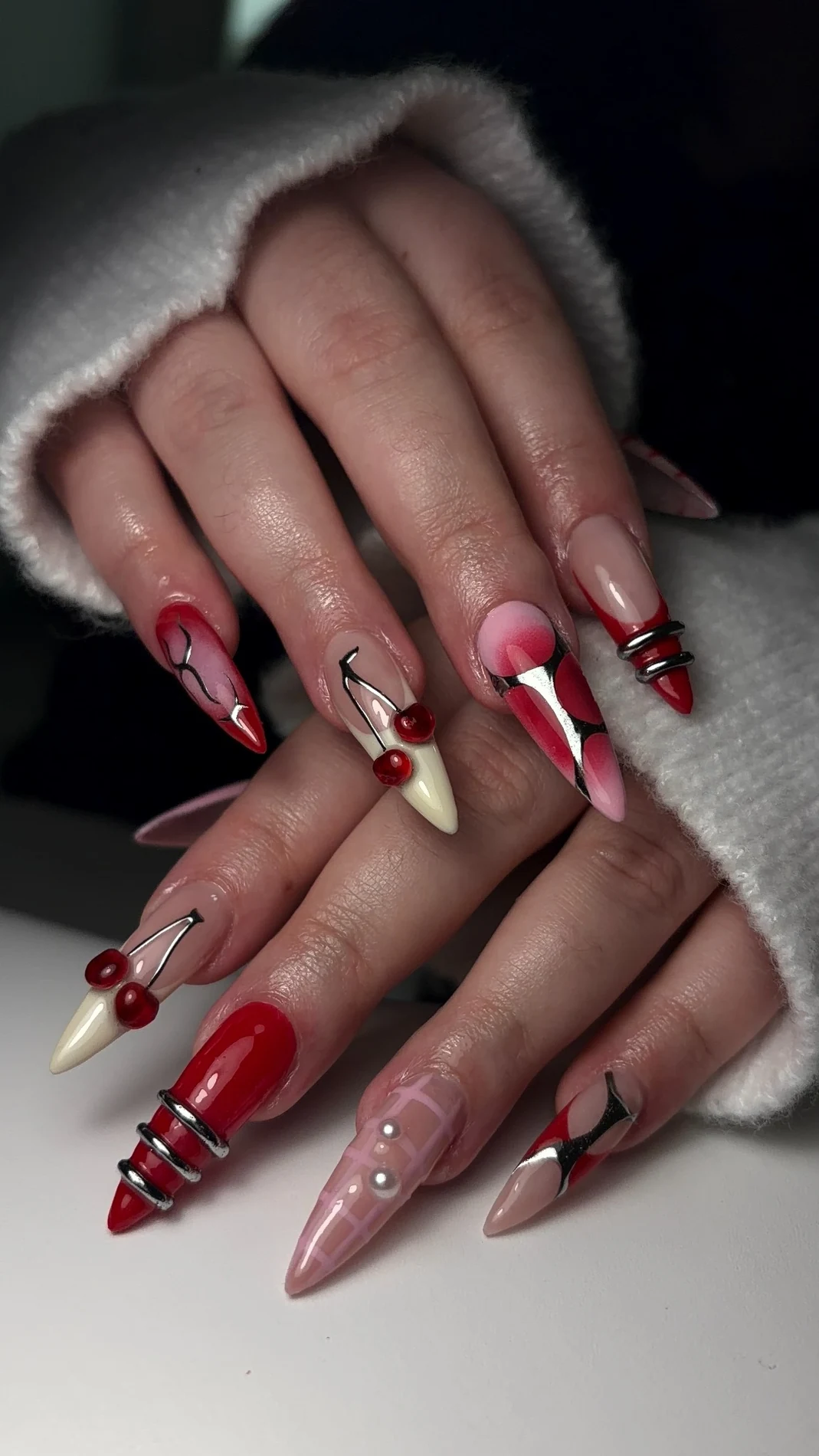 Cherry Chrome Statement Set