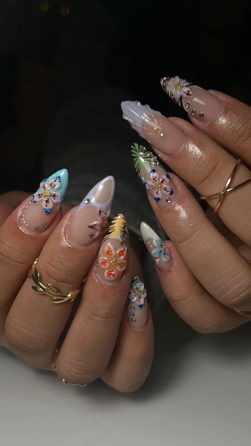 Hand-Painted Floral Gem Set