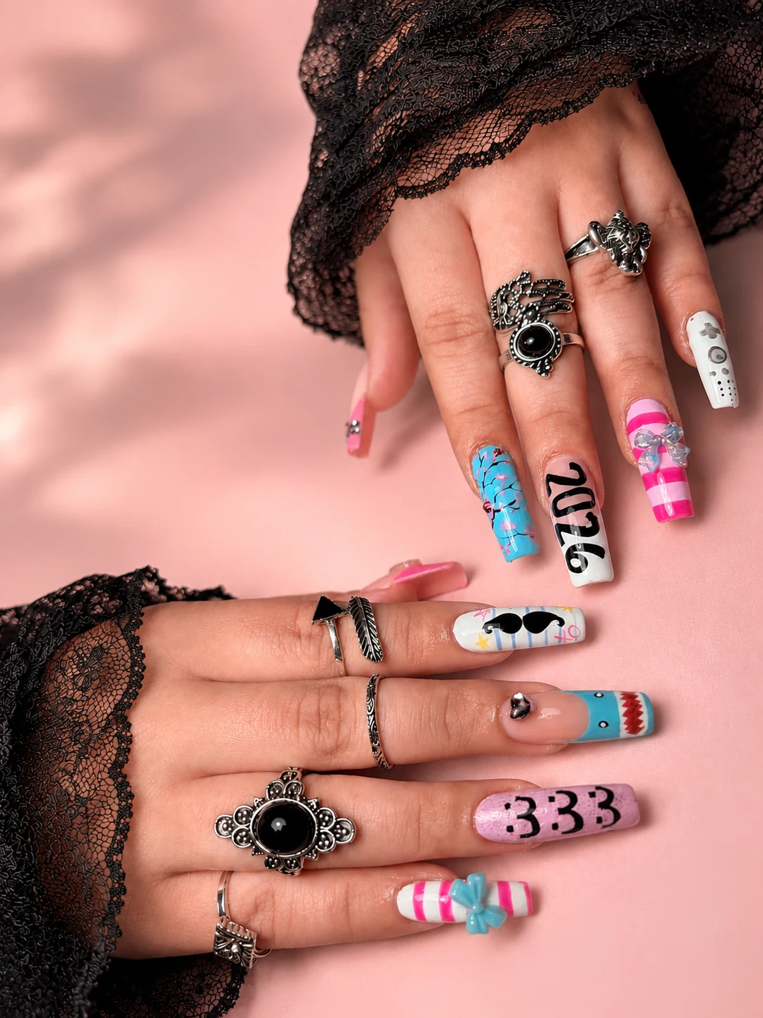 Editorial mixed nail art