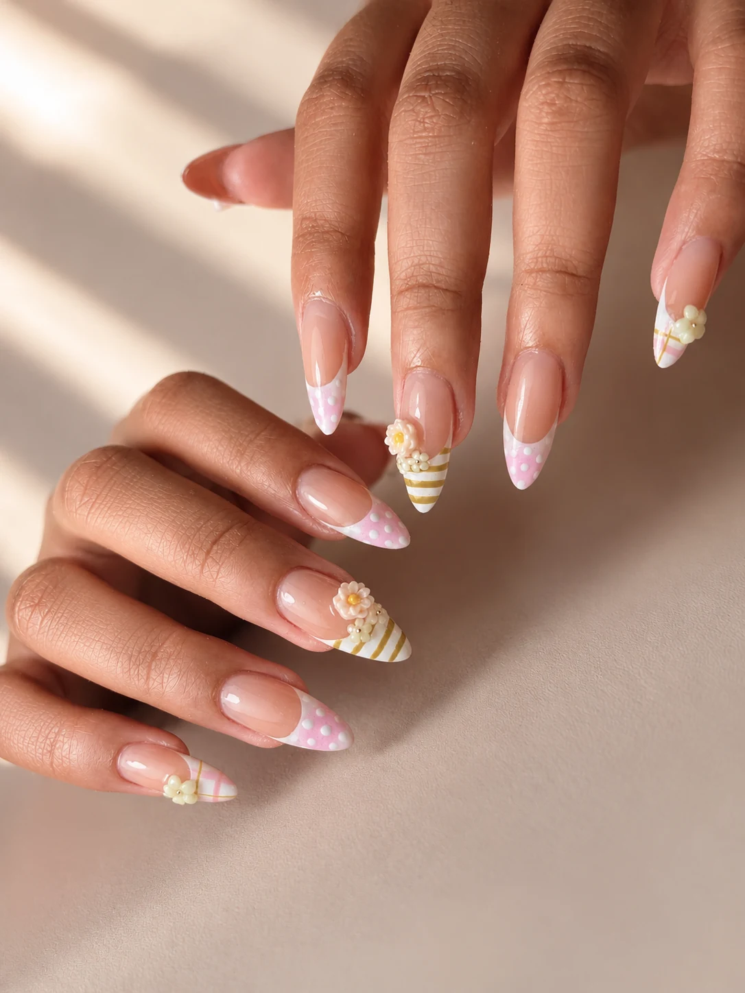 Soft French and 3D flowers